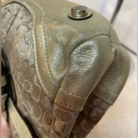 Coach Signature Lurex Gold Silver Top handle bag - Picture 9 of 10